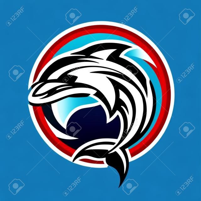 Dolphin sport logo symbol emblem. Vector illustration.