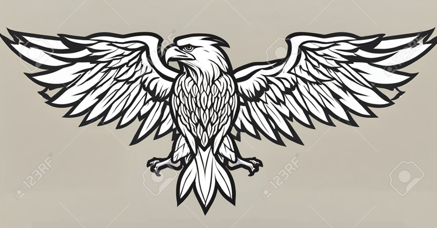 alas mascota Spread Eagle. Símbolo de la mascota de la ilustración del vector.