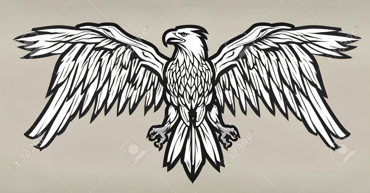 鹰吉祥物展开翅膀象征吉祥物矢量插画