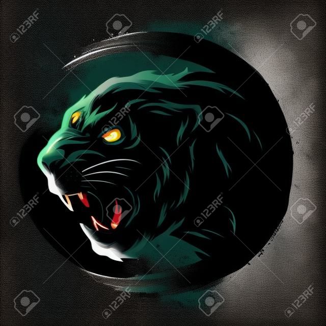 グランジ スタイルの黒豹。ベクトルの図。