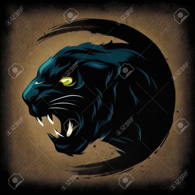 Black Panther in a grunge style. Vector illustration.