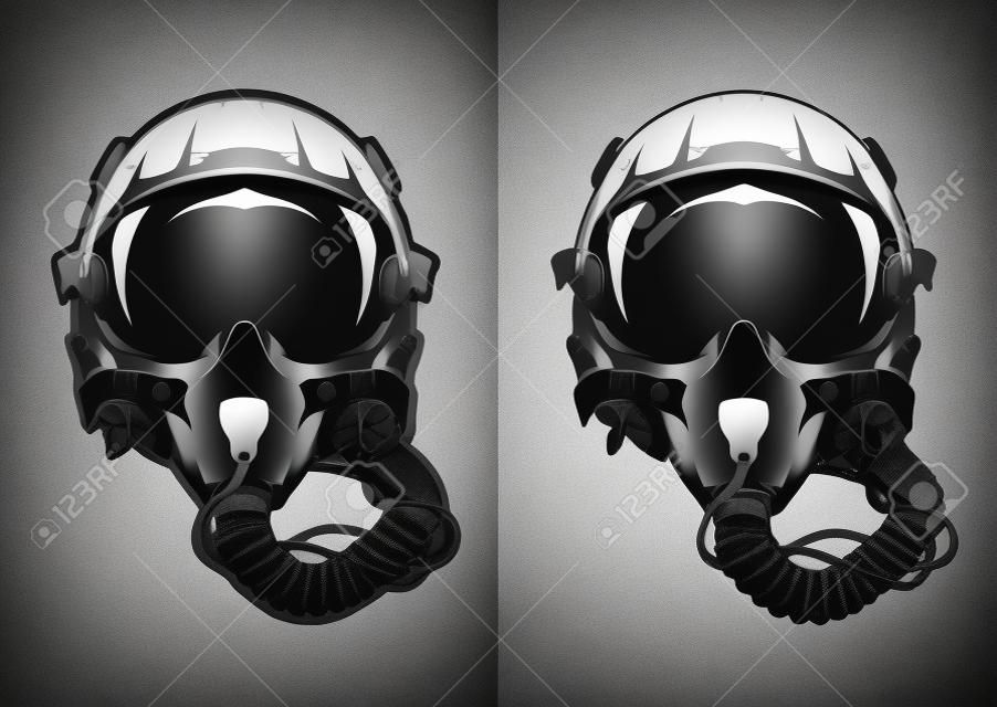 Fighter Pilot Helmet for dark and white background.