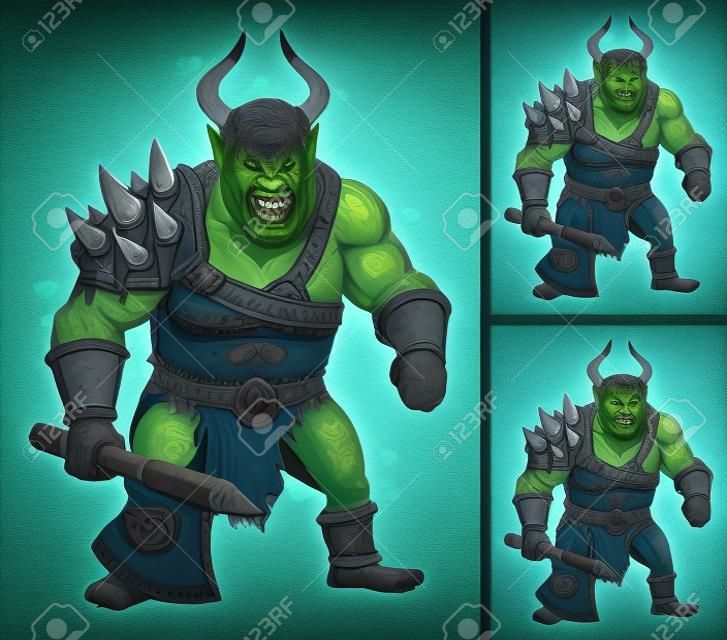 Illustration of orc  It is in 3 different versions  No transparency and gradients used   