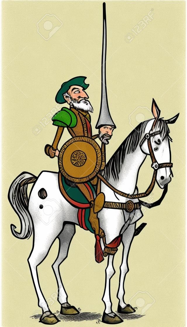 白色背景下曼卡的Don Quixote动画插图