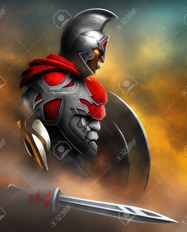 Illustration of Spartan warrior.