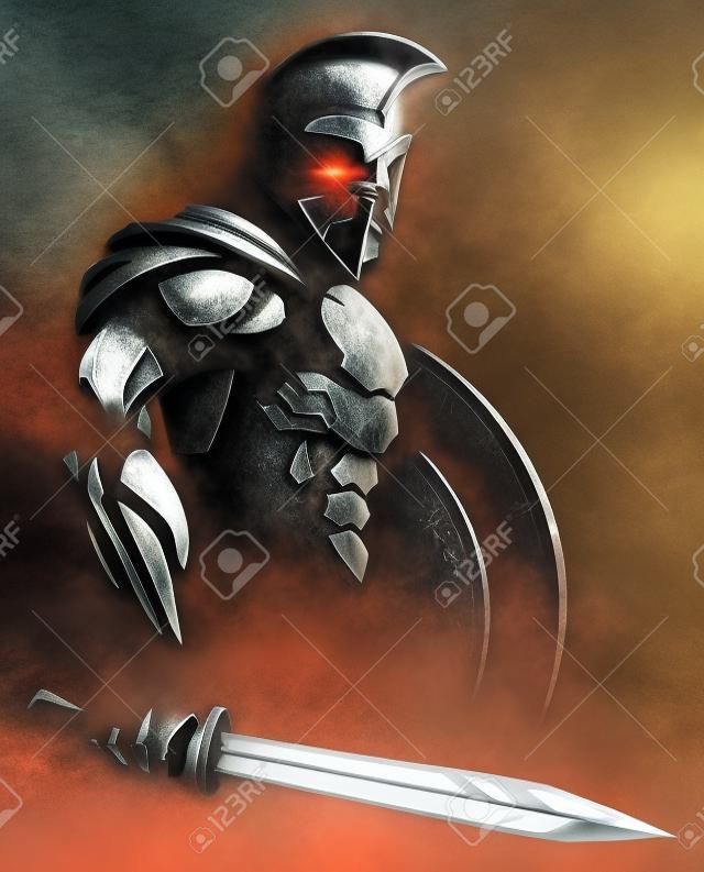 Illustration of Spartan warrior.