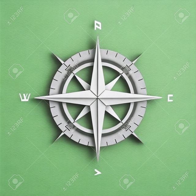 Papier wiatrów w 3D i stylu origami. Nowoczesne ikonę kompasu ilustracji.