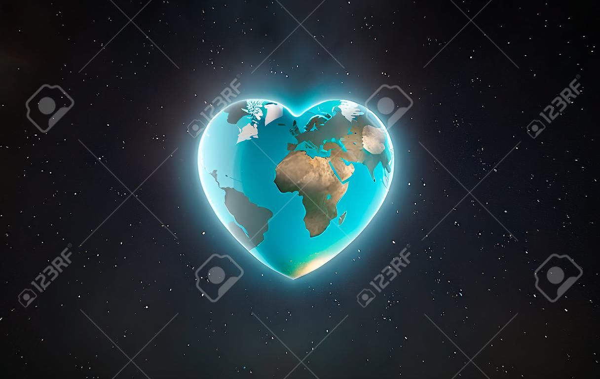 Ilustracja 3D - Ziemia w kształcie serca