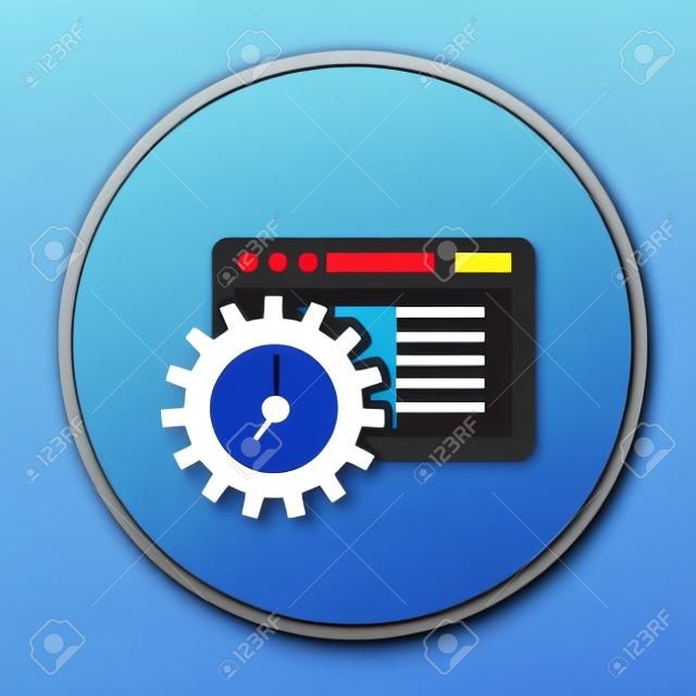 Icono del software en el botón azul, limpio vector