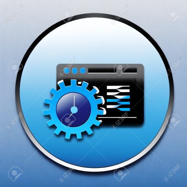 Icono del software en el botón azul, limpio vector