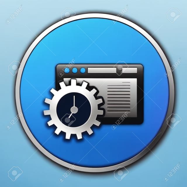 Software icon on blue button,clean vector