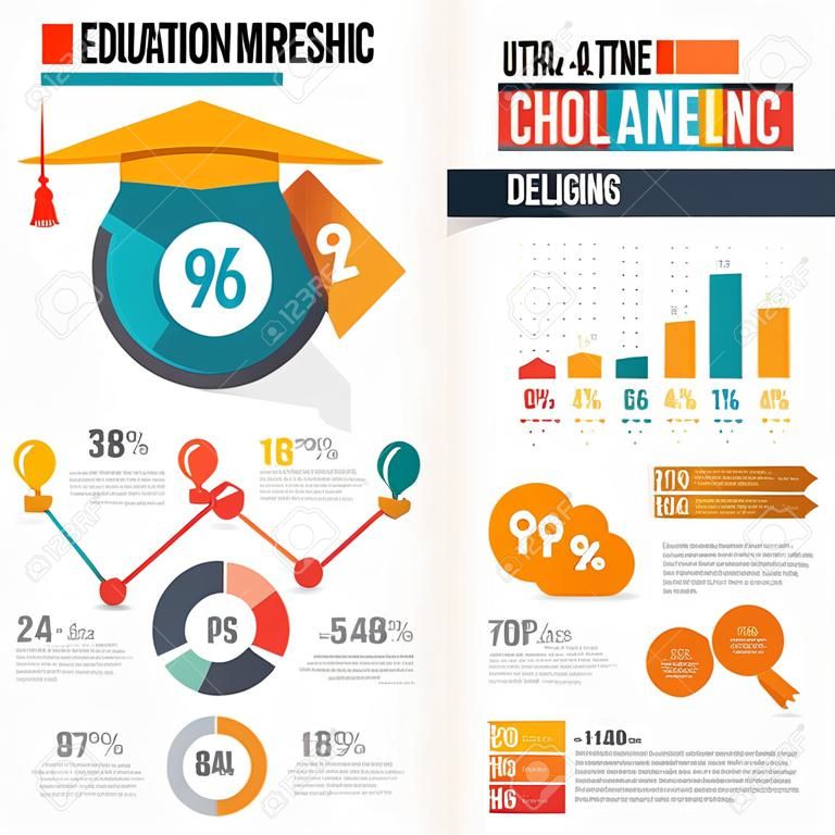 Oktatás infographic tervezés fehér alapon