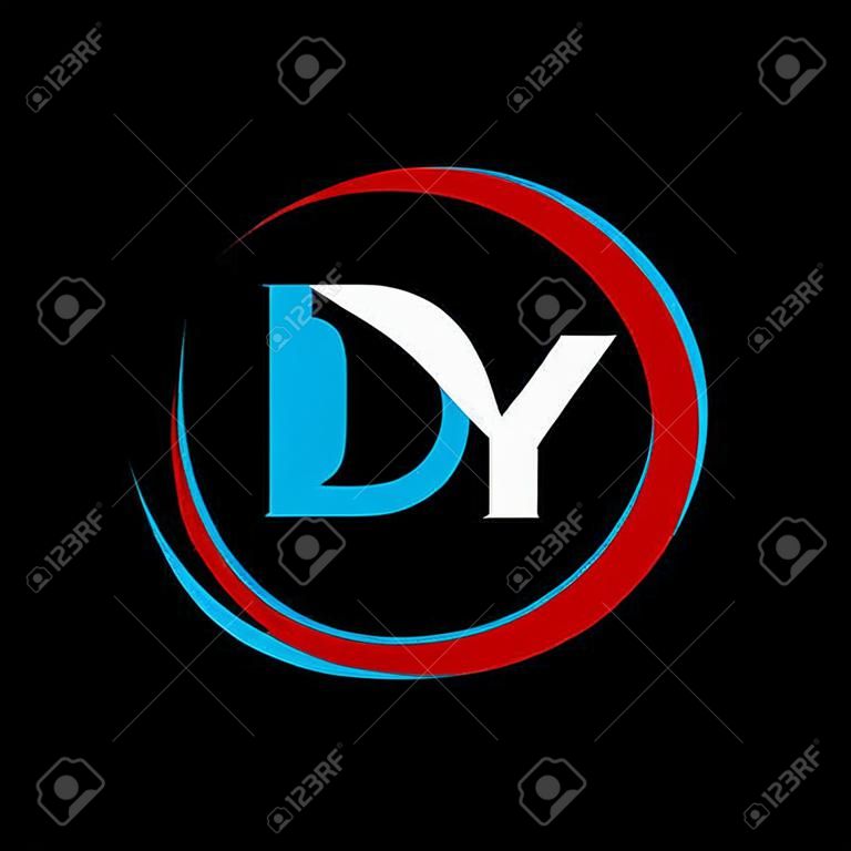 Dy dy projekt logo listu początkowa litera dy połączone koło wielkie monogram logo czerwone i niebieskie dy logo dy projekt dy dy