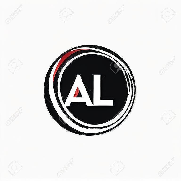 AL A L letter logo design. Initial letter AL linked circle uppercase monogram logo red and blue. AL logo, A L design. al, a l
