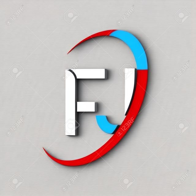 FJ logo. F J design. White FJ letter. FJ/F J letter logo design. Initial letter FJ linked circle uppercase monogram logo.