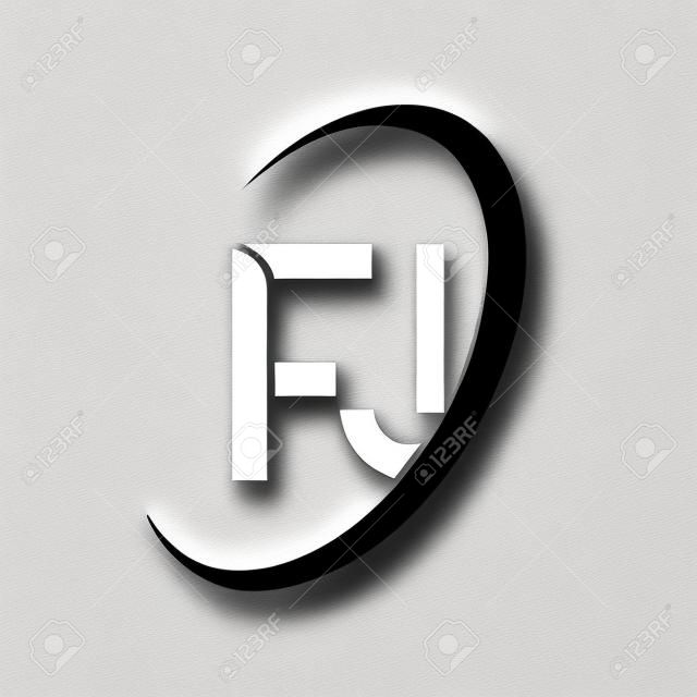 FJ logo. F J design. White FJ letter. FJ/F J letter logo design. Initial letter FJ linked circle uppercase monogram logo.
