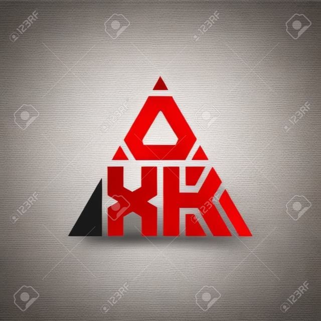 三角形の形をしたOXKの三角形の文字のロゴのデザイン。 OXKトライアングルロゴデザインモノグラム。赤い色のOXK三角形のベクトルのロゴのテンプレート。 OXK三角ロゴシンプルでエレガント、そして豪華なロゴ。＆＃xD;＆＃xA;