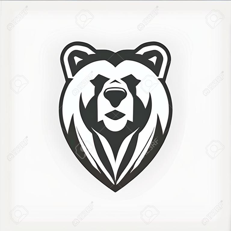 Bear head mascot vector for emblem design with color grey. Wild animal silhouette of head bear for element design. Vector illustration EPS.8 EPS.10