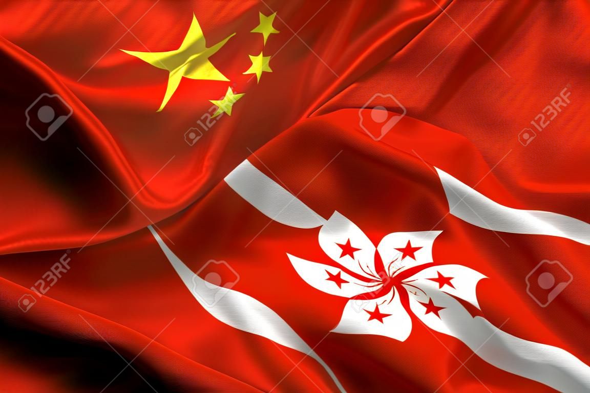 中国と香港フラグの概念を一緒に結合します。
