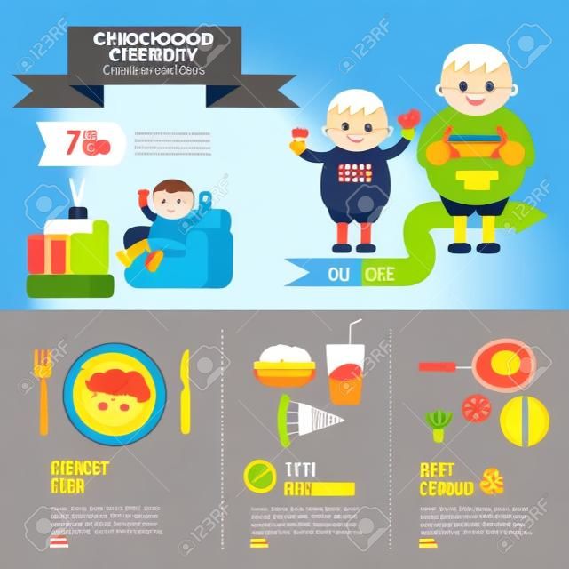 Childhood Obesity Info graphic. flat design element. vector illustration