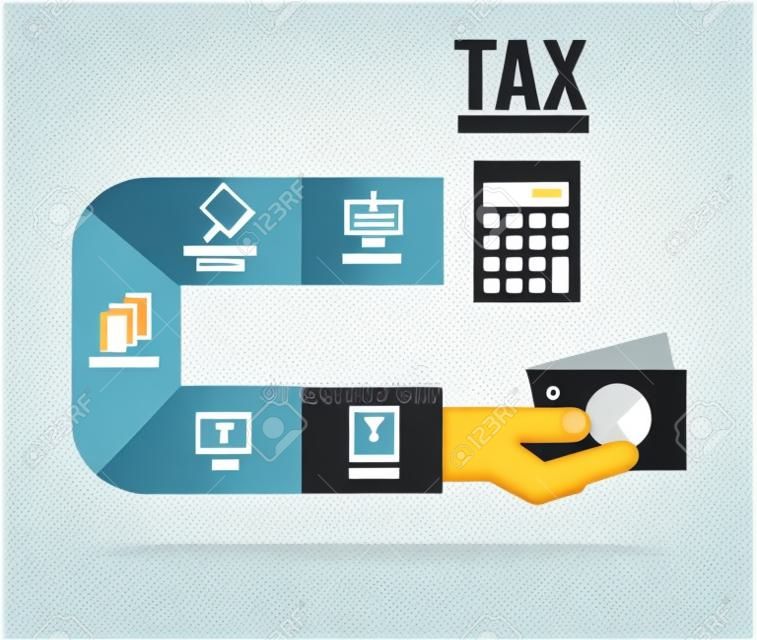 税收遵从信息平面设计元素矢量插图