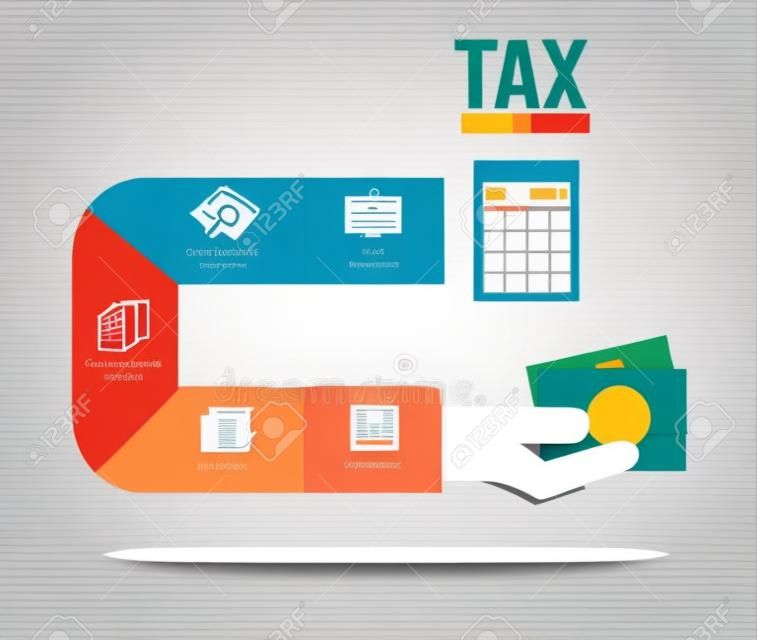 稅務合規信息圖形。扁平的設計元素。矢量插圖