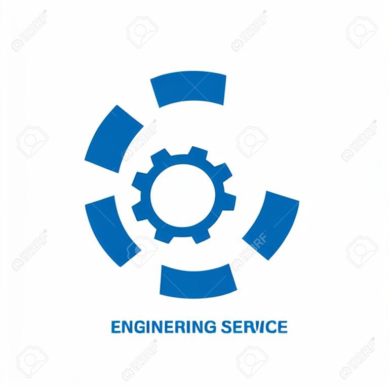 Przekładnia mechaniczna jako inżynieria usługi ikona logo wektor projekt graficzny.