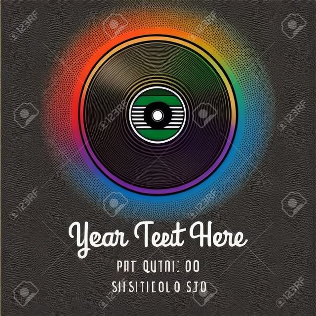 レトロな色のベクトル ビニール レコード カード。Eps10