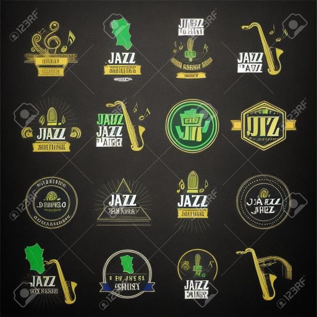재즈 음악 파티 로고 및 배지 디자인.