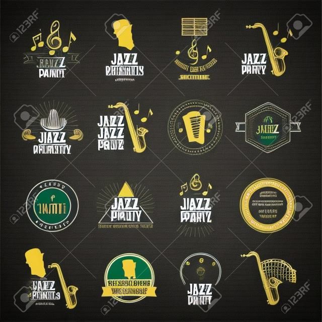 Jazz music party logo and badge design.