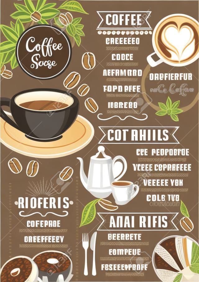 вектор брошюры кофе ресторан, дизайн меню магазин кофе.