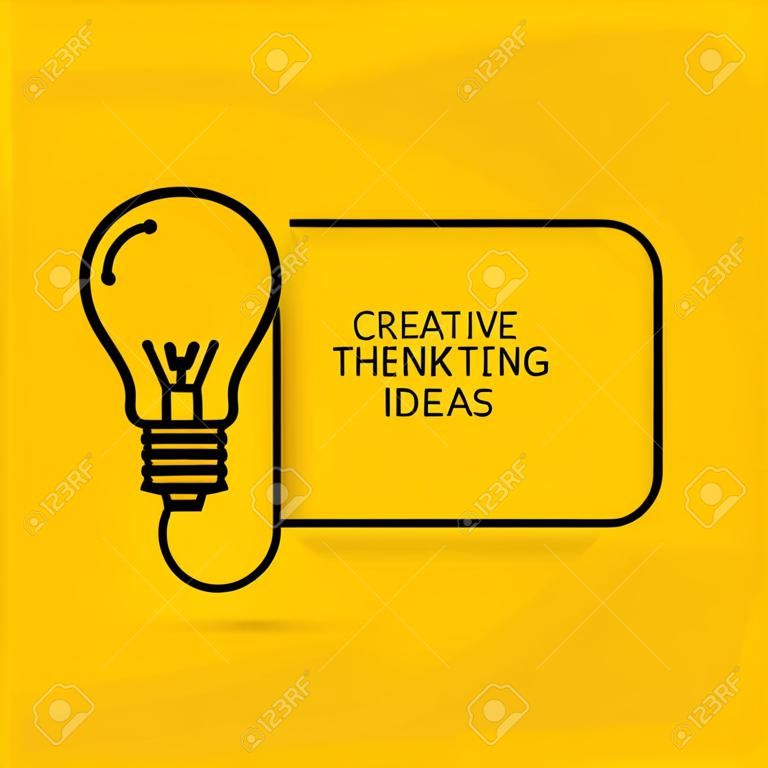 Creative thinking ideas brain innovation concept. Light bulb on yellow background. Vector illustration