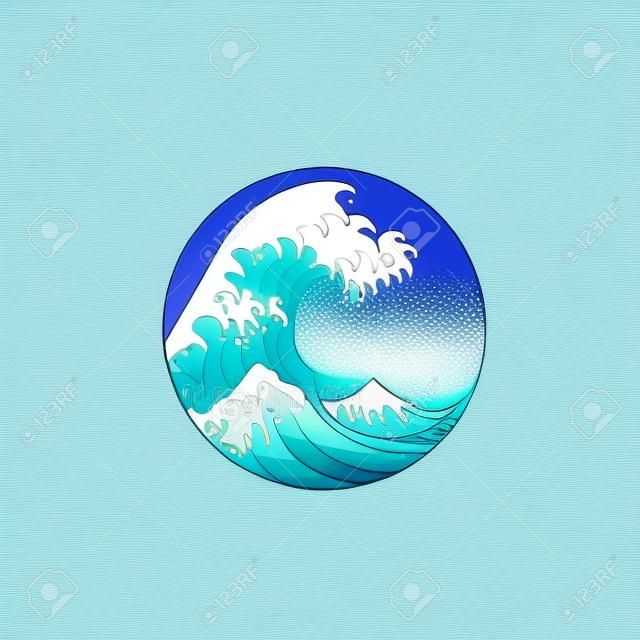Wave . Beautiful minimalistic illustration with splash of water.