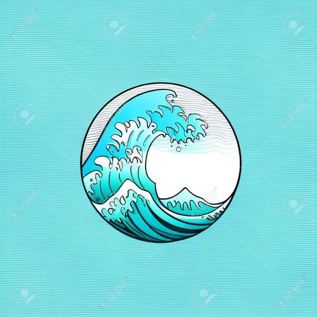 Wave . Beautiful minimalistic illustration with splash of water.