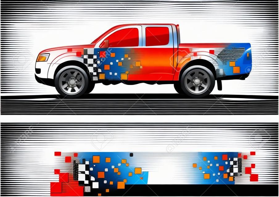 Truck graphic vector. Abstract grunge background design for vehicle vinyl wrap
