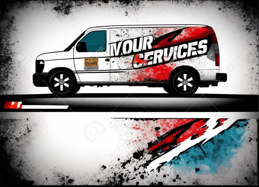 Cargo van graphic vector abstract grunge background design for vehicle vinyl wrap.