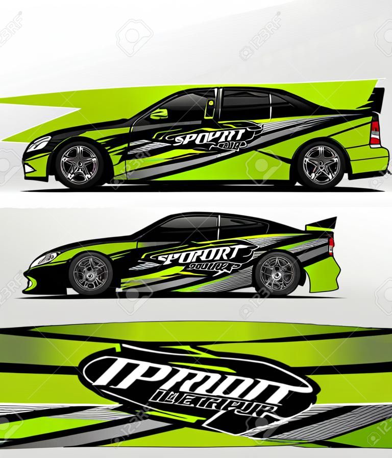 car livery Graphic vector. abstracte racevorm ontwerp voor voertuig vinyl wrap achtergrond