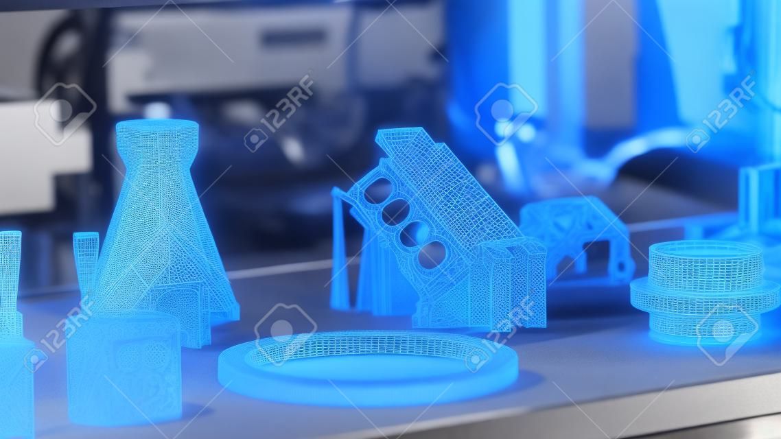 L'uomo tiene in mano un oggetto stampato su una stampante 3d in metallo. Oggetto stampato in macchina di sinterizzazione laser. Stampa moderna della stampante 3D da polvere di metallo. Tecnologia di stampa 3D DMLS, SLM, SLS additiva progressiva
