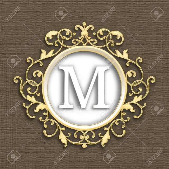 Elegant monogram ontwerp sjabloon. Calligraphic floral ornament. Kan worden gebruikt voor label en uitnodiging ontwerp.Business sign, monogram identiteit voor restaurant, boetiek, cafe, hotel, heraldisch, sieraden.