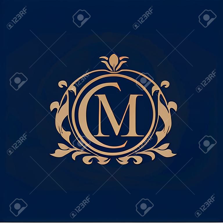 Modelo de design de monograma floral elegante para uma ou duas letras. Monograma de casamento. Ornamento elegante caligráfico. Sinal de negócios, identidade de monograma para restaurante, boutique, hotel, heráldico, jóias.