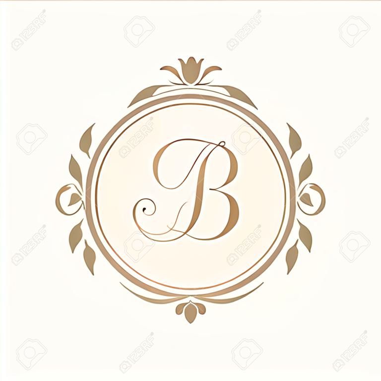 Elegant floral monogram design template for one or two letters . Wedding monogram. Calligraphic elegant ornament. Business sign, monogram identity for restaurant, boutique, hotel, heraldic, jewelry.