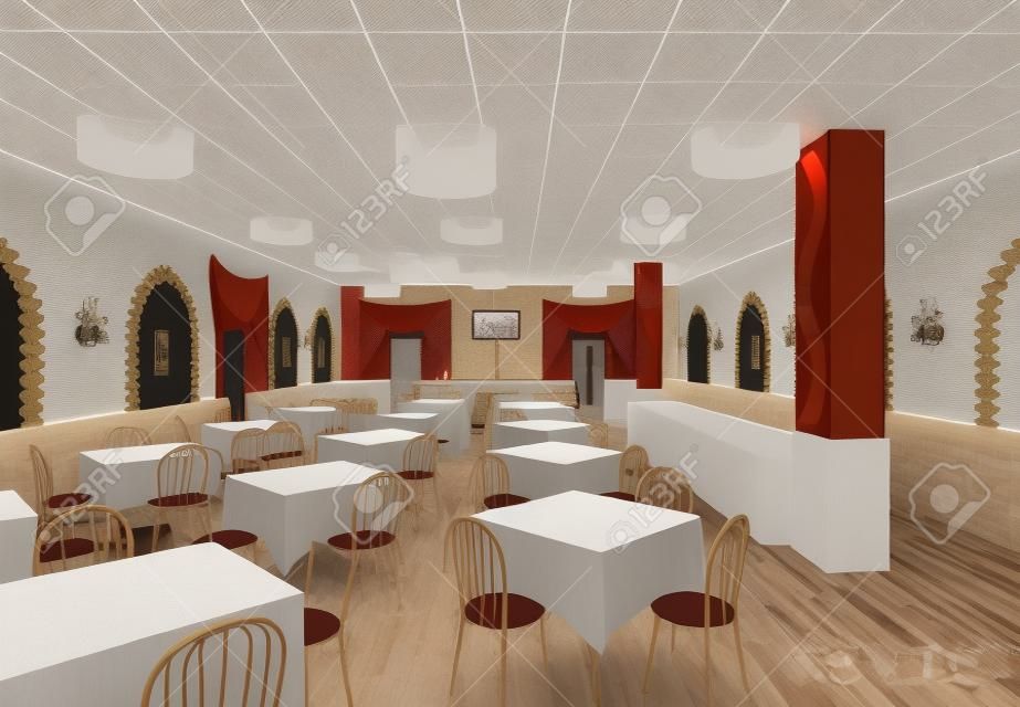 3D-Design das Projekt von Restaurant