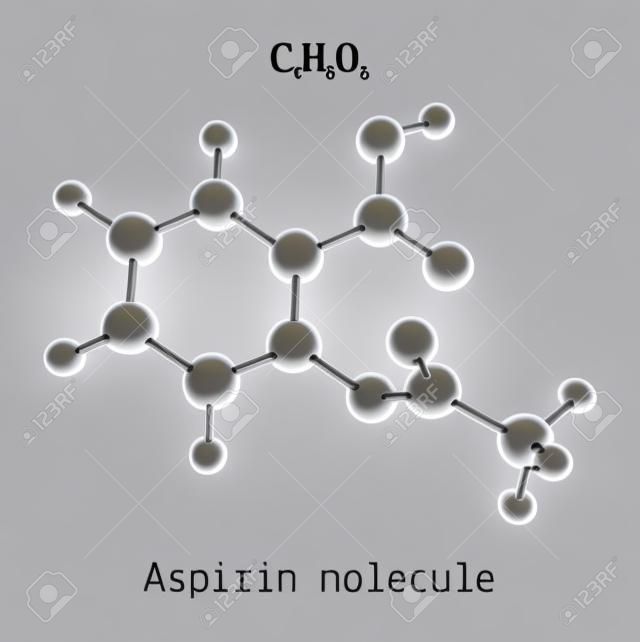 C9H8O4 aspirin 3d molecule isolated on white