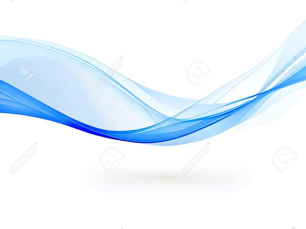 Abstract blue wavy lines.  Colorful blue wave vector background. Brochure or website design.