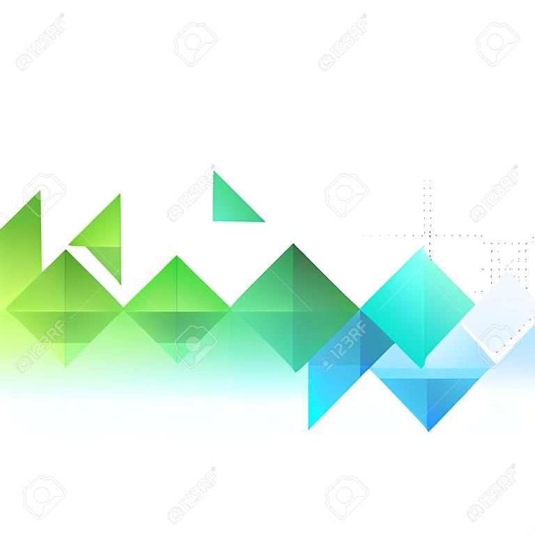 矢量抽象模板背景，藍色和綠色的三角形。對於小冊子，封面，傳單設計