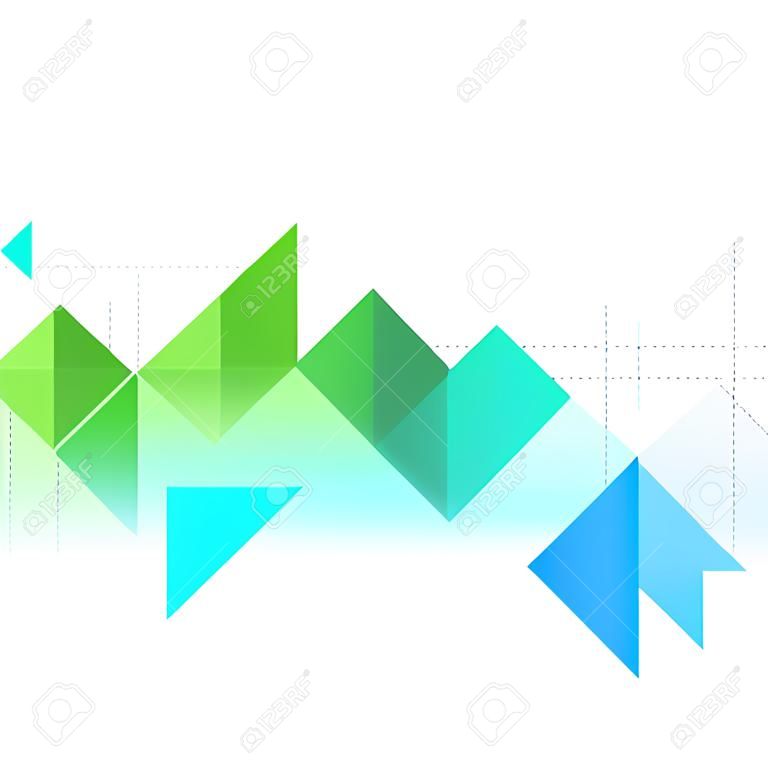 Vector Abstract template background avec triangle bleu et vert. Pour brochure, couverture, conception flyer
