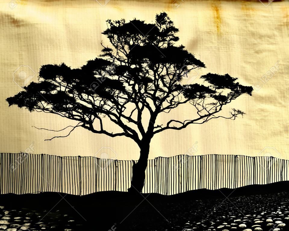 Tree Silhouette On Fabric