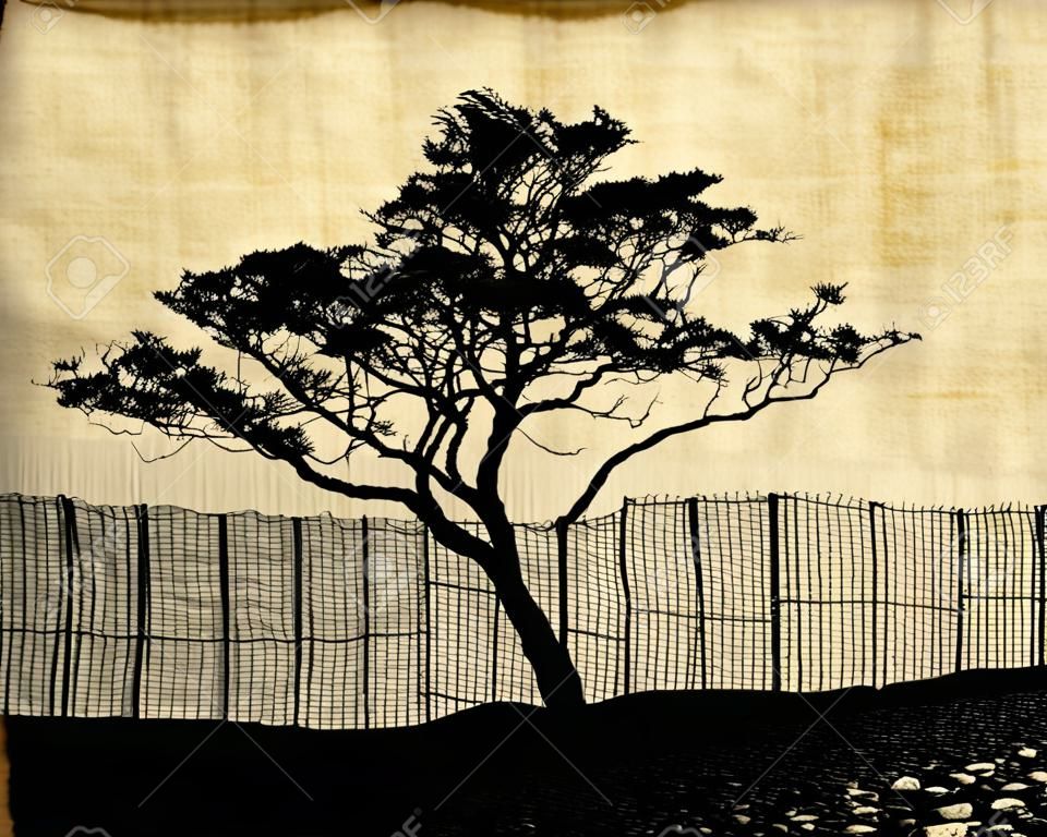 Tree Silhouette On Fabric