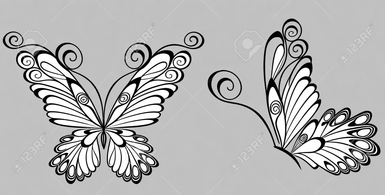 Vettoriali di farfalle in bianco e nero
