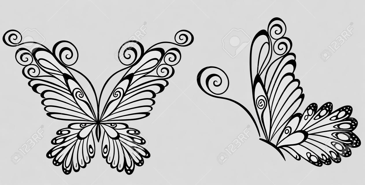 Vecteur de papillons noir et blanc